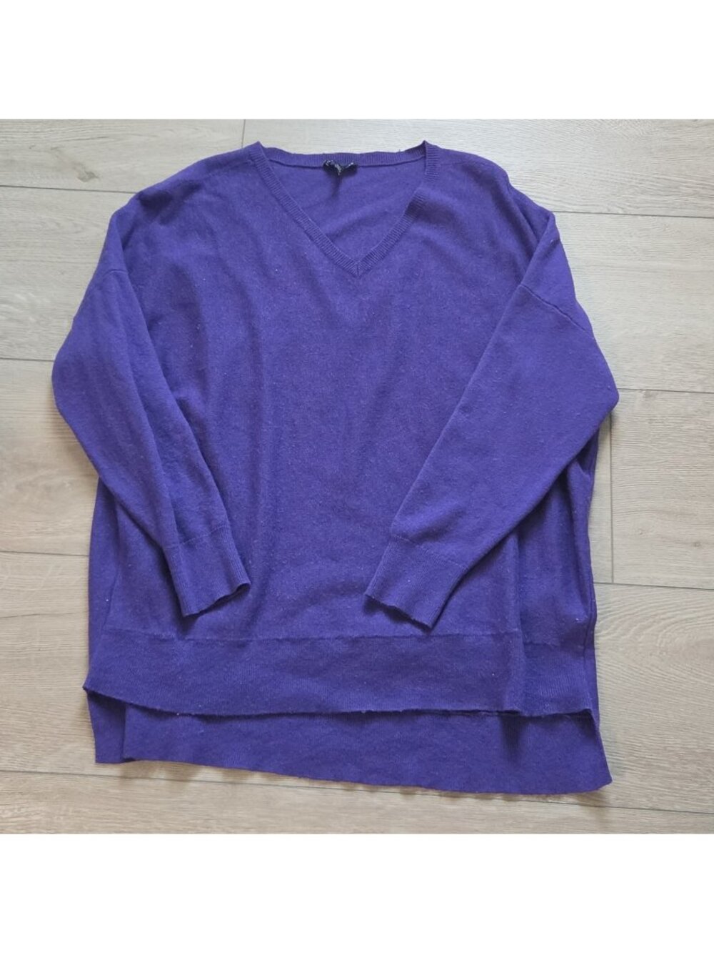 Eileen Fisher Purple Merino Wool & Cotton Blend V-neck Sweater Womens XL
